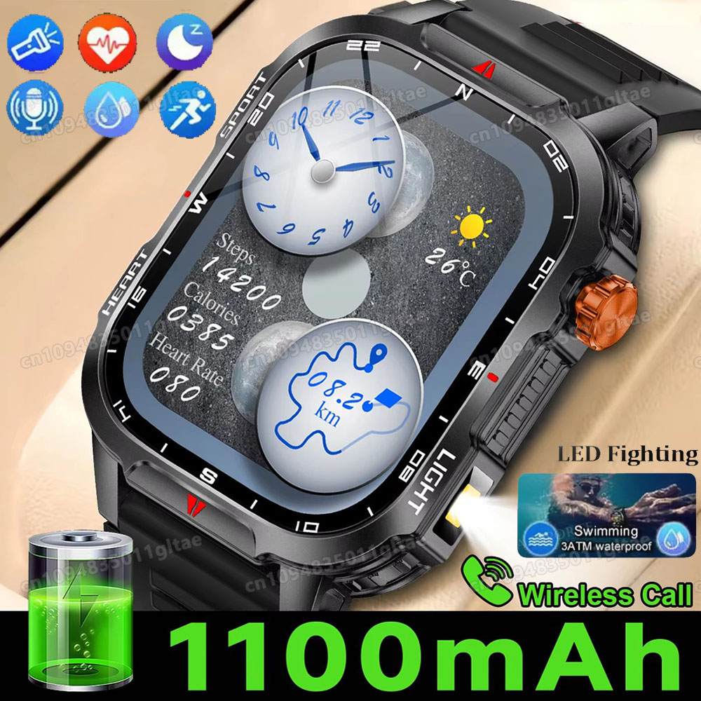 Smartwatch Custom - Militärische Outdoor-Smartwatch für Herren mit GPS-Tracking,